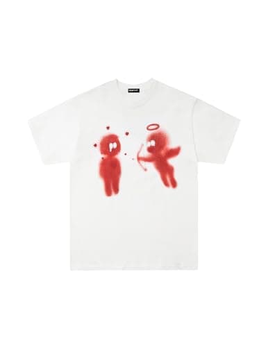 Vamtac Mens Oversized Graphic Tees Y2k Vintage Cupid’s Love Arrow Short Sleeve Streetwear Tops Tshirt White M - Image 1