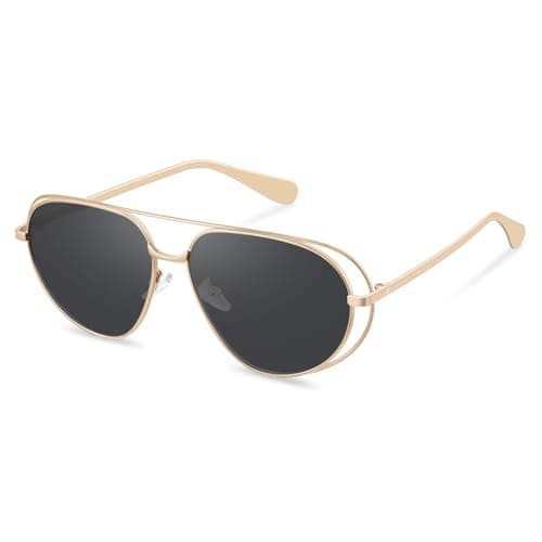 YDAOWKN Retro Oversized Aviator Sunglasses for Women Men Gold Metal Trendy Aviators Sun Glasses - Image 1