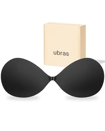 Ubras Adhesive Strapless Bra, Sticky Push up Invisible Bra, Reusable Silicone Bra for Backless Black C - Image 1