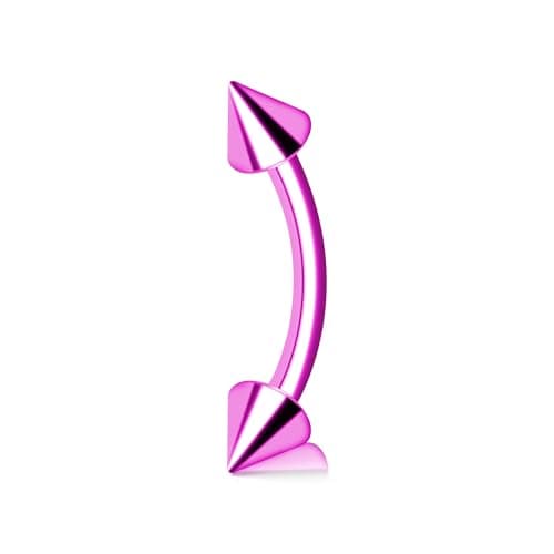 Titanium 16G Horseshoe Rings internally threaded Spikes Nose Septum Hoop Earring Eyebrow Tragus Lip Rings Daith Helix 6-12mm Smily Piercing Jewelry for Women Men (Eyebrow-Pink-Spikes, 16Gauge 1.2x8mmx3mm) - Image 1