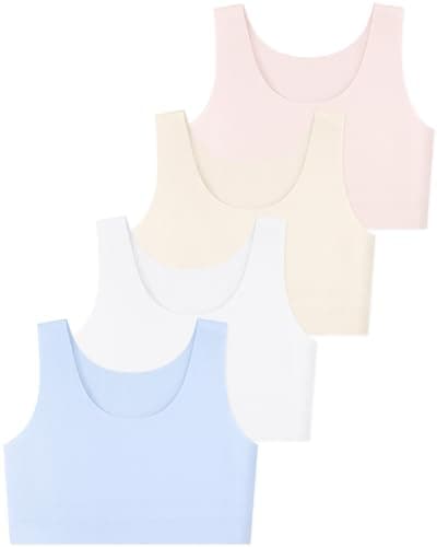 DRMYDRM Training Bras for Girls Soft 6-12 Teen Girls Sports Bra Seamless Bralettes No Pads First Bra Multipack Longline Crop - Image 1