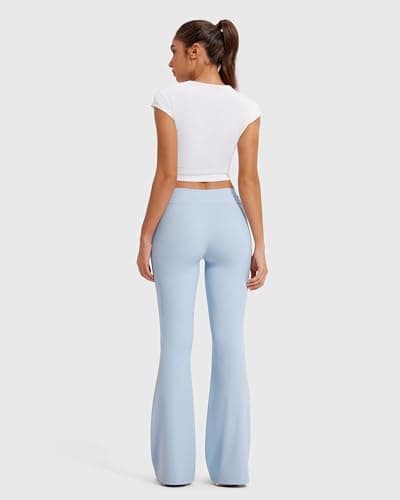 MOOSLOVER Women Bootcut Flare Yoga Pants Drawstring High Waist Pilates Leggings Stretch Butter Soft Active Pant(XL,Light Blue) - Thumbnail 4