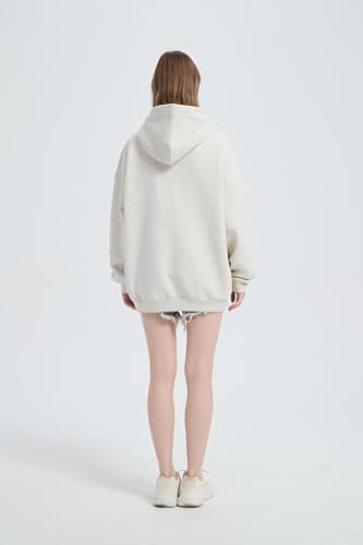 jnospne Hoodies for Teen Girls Cute Hoodies for Women Embroidered Oversized Hoodie Y2k Sweatshirts Preppy Clothes White - Thumbnail 2