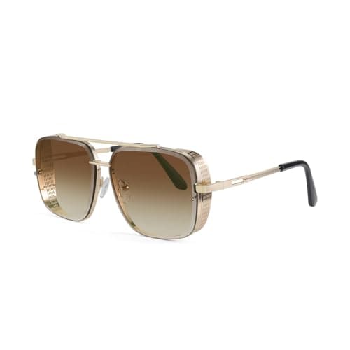 FEISEDY Sunglasses Mens Women Vintage Aviator Square Trendy Metal Steampunk Fishing Driving Sun Glasses B2894 - Image 1