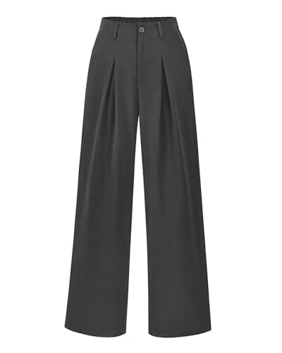 BTFBM Women High Waist Palazzo Pants Fall 2025 Casual Wide Leg Trousers Loose Work Office Business Suit Pant Pockets(Dark Grey, XX-Large) - Image 1