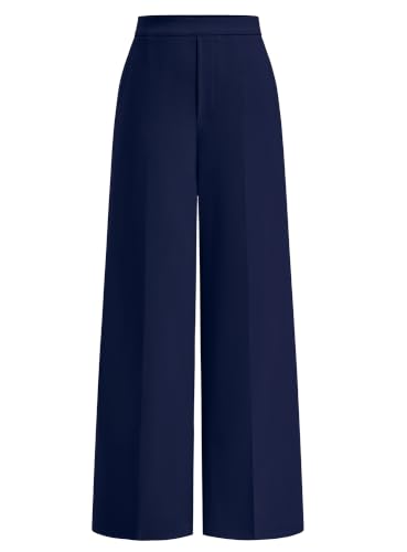 BTFBM Womens Dress Pants 2026 Fall Wide Leg High Waisted Long Palazzo Pants Business Casual Work Trousers Slacks Pockets(Navy Blue, Small) - Image 1