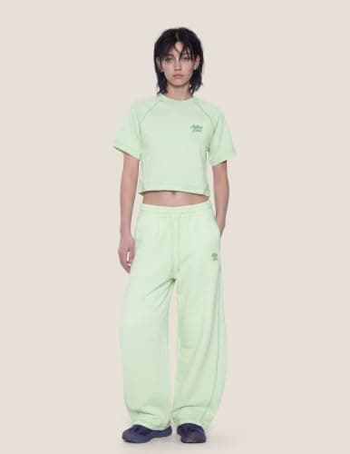 Aelfric Eden Cloud Cropped Sweat Sets Summer 2 Piece Outfits Crop Top High Waisted Baggy Barrel Sweatpants Sweatsuit Green Medium - Thumbnail 2