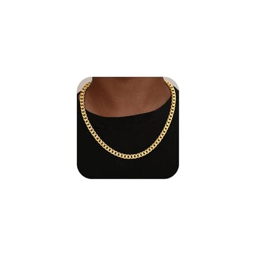 HIMSTORY Gold Chain for Men, 18K Gold Plated 925 Sterling Silver 7mm Cuban Link Curb Chain for Men Jewelry Sturdy Non-Fading Mens Chains Gifts for Dad Husband 22 Inch - Image 1