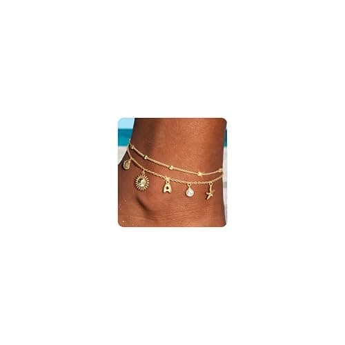 JIAOGE Gold Anklets for Women Waterproof - Gold Ankle Bracelets for Women Initial A Gold Anklets for Women Ankle Bracelet Beach Jewelry for Women Summer Jewelry Summer Beach Gifts - Image 1