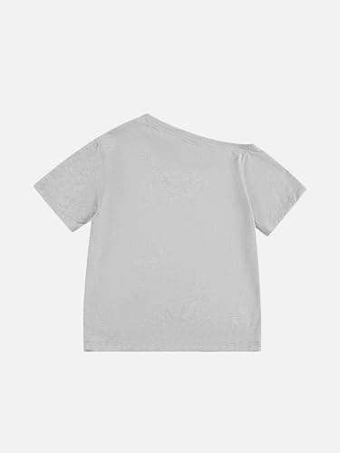 Aelfric Eden Dachshund Off The Shoulder Tshirts Women's Oversized Graphic Tees Short Sleeve Summer Cute T Shirts Y2K Tops Gray Large - Thumbnail 5