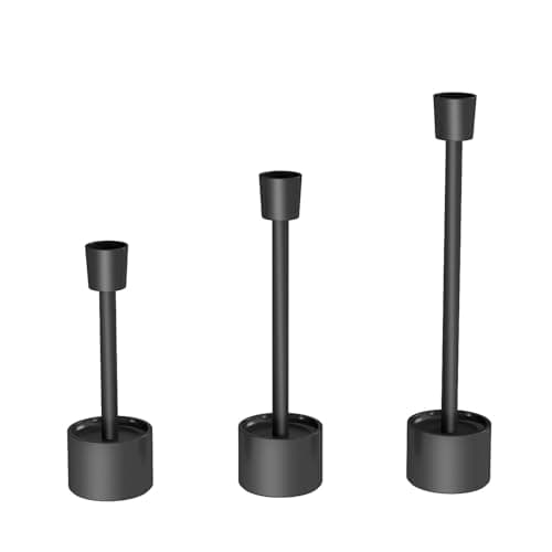 YUMORE Small Candle Holders - Pillar Candle Solid Stainless Steel Stands for Halloween, Wedding Centerpieces, Dining Table, Mantel Decor, Modern Farmhouse, Matte Black 3-Packs - Thumbnail 5