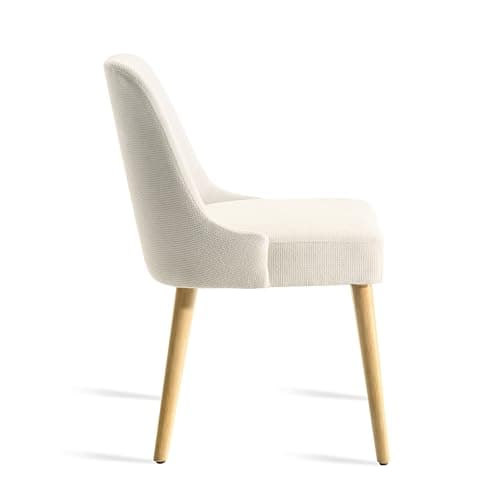 Xdeco Wooden Dining Chairs Set of 2, Modern Upholstered Dining Room Chairs with Rubberwood Legs and Linen Padded Seats, Kitchen Chairs for Restaurant Kitchen Living Room, Cream - Thumbnail 4