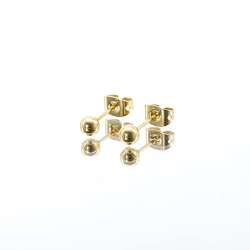 BOGKU 3 Pairs Titanium Earring Studs - Women Gold Stud Earrings Hypoallergenic Nickel Free Dot Ball Circle Earrings for Sensitive Ears Men Earring Studs - Thumbnail 6