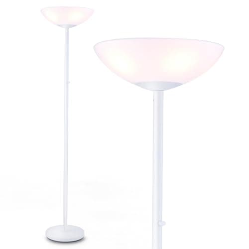 Modern Floor Superlamp 10000 Lumen - LED 75W, Dimmable 5 Changing Color, 85 CRI All Around Light, Tall Corner Standing Lamp with Cement Base and Acrylic Shade, Glare Free UpLight Kit Ready - White - Image 1