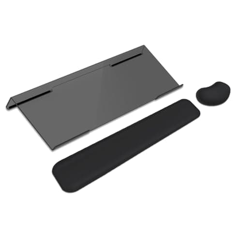 Computer Keyboard Wrist Rest Stand Set for Desktop, Keyboard Holder Easy Typing with Wrist Pad for Office, Home, School - Black