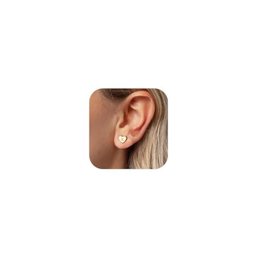 BAYLAY Heart Initial Earrings for Women Girls - 18K Gold Plated Letter G Initial Earrings Gold Heart Stud Earrings for Teen Girl Gifts Easter Basket Essentials Stuffers for Women Kids Gold Jewelry - Image 1