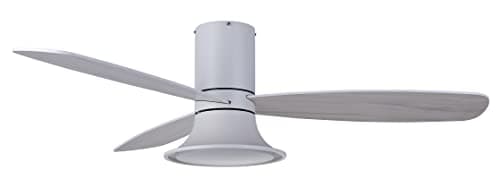 Lucci Air Flusso 52" Flush Mount DC Indoor/Outdoor Ceiling Fan with Light and Remote, Damp Rated, Low Profile Modern White Ceiling Fan