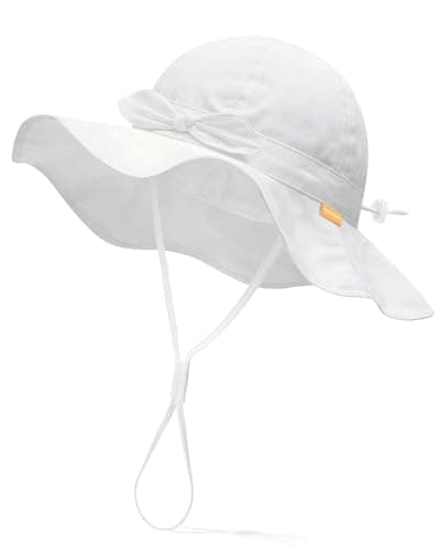 FURTALK Baby Girl Wide Brim Sun Hat with UPF 50+ Toddler Baby Sun Protection White - Image 1