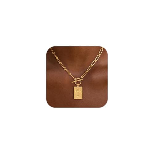 Eaciy Cross Necklace for Women Trendy, 18K Gold Plated Cross Pendant Charm Necklace Dainty Paperclip Chain Religious Jewelry Gifts for Christian Faith, Baptism, First Communion Style5 - Image 1