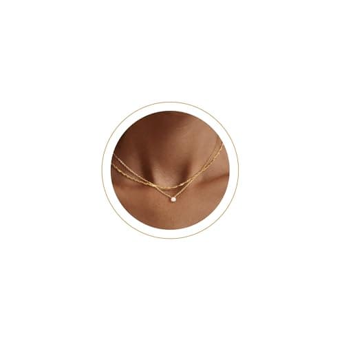 NECOCY Layered Gold Necklaces for Women, Dainty Layered Necklace 14k Gold Plated/Silver Cubic Zirconia Necklace Stack, Simple CZ Jewelry Trendy Gifts for Women - Image 1