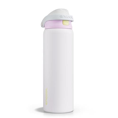 ENCOOL Leakproof Insulated Water Bottle with Straw Dual-Sip Water Bottle Bag-Safe Design for Work, Commute & Gym – Keeps Drinks Cold All Day, 32 oz, Lemonade Pink