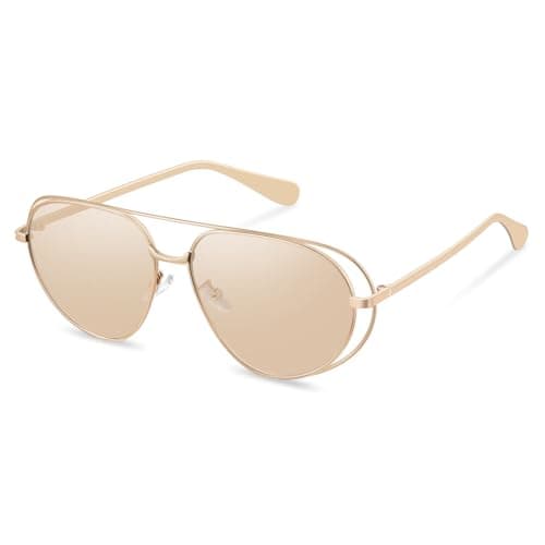 YDAOWKN Retro Oversized Aviator Sunglasses for Women Men Gold Metal Trendy Aviators Sun Glasses - Image 1