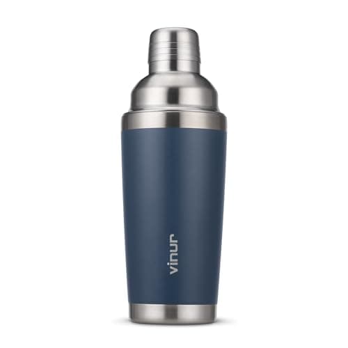 VINUR Insulated Cocktail Shaker, 20 oz Stainless Steel Vacuum Insulated Martini Shaker with Built-in Strainer & Jigger Lid for Home Bartender, Gift for Men & Women, Slate Blue