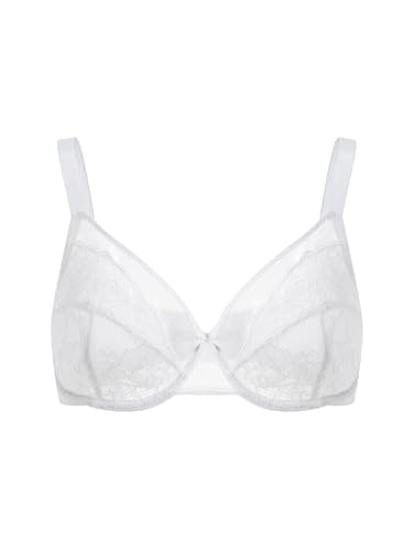 Vukoiswe Minimizer Bras for Women Full Coverage Unlined Underwire Bra Plus Size Bra for Heavy Breast White - Thumbnail 5