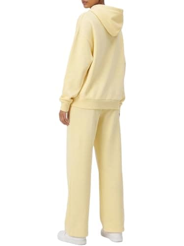 DITOK Womens Sweatsuits 2 Piece Set Oversized Hoodie & Wide Leg Sweatpants Tracksuit Soft Lounge Outfit Comfy Matching Set, Butter Yellow - Thumbnail 2