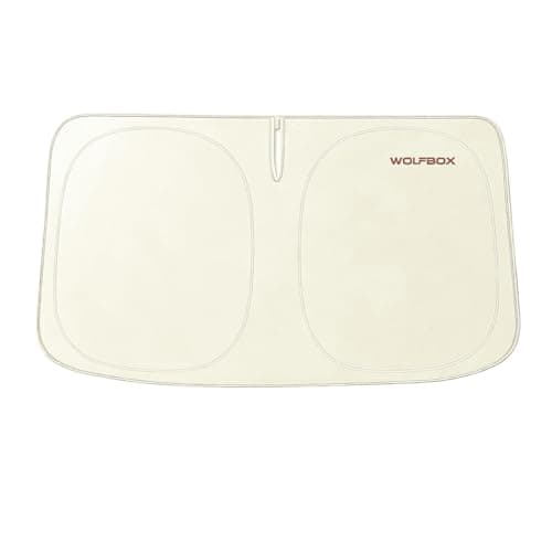 WOLFBOX Foldable Car Windshield Sun Shade, Maximum UV & Heat Shield Front Window Sunshade Visor Protector for Car SUV Truck (Black & Beige, XX-Large 69''x35'') - Image 1