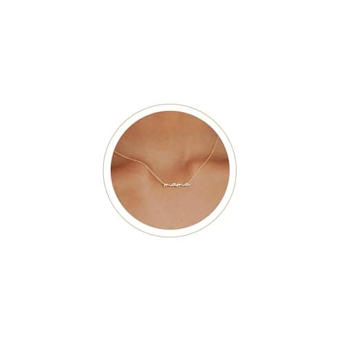 Moodear Dainty Small Mama Necklaces for Women - 18K Gold Plated Mom Chain Pendant Necklace for New Mom Gifts Christmas Birthday - Image 1