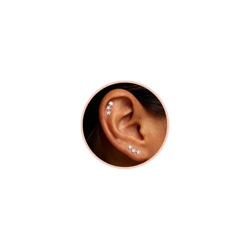Giftigrade 925 Sterling Silver Post Cartilage Earrings for Women Hypoallergenic - Helix Tragus Conch Piercing Jewelry Flat Back Stud Earring for Sensitive Ears Climbers Earrings for Women 20G - Image 1