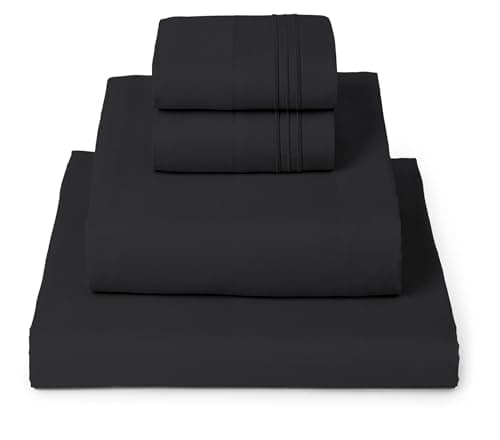 Mellanni California King Sheets Set - 4 PC Iconic Collection Bedding - Hotel Luxury, Extra Soft, Cooling Bed Sheets - Wrinkle, Fade, Stain Resistant (Cal King, Black) - Image 1