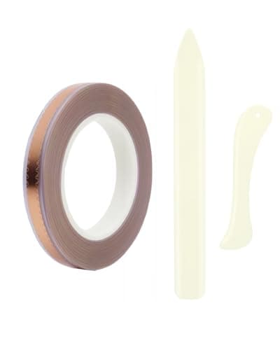 eZAKKA Copper Foil Tape for Stained Glass, (3/8inch X 164FT) Double-Sided Conductive Copper Tape with Stained Glass, DIY Handicrafts, Crafting, Soldering with 2 Foiling Tool,Style A