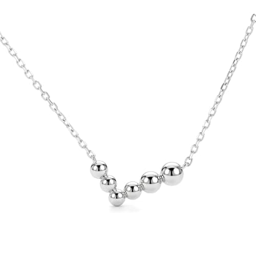 TOPROO Sterling Silver Necklace for Women, 14K Gold Plated Mini V Shape Bead Necklace, Hypoallergenic Layering Jewelry for Gift (V-Shaped #2-White Gold) - Image 1