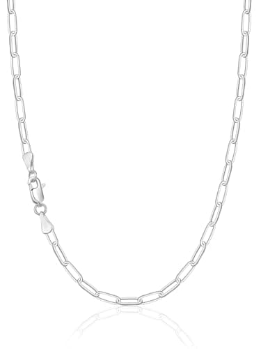 IEFWELL Silver Chain Necklace for Women - 3.5mm Sterling Silver Paperclip Chain Necklace, 18 inches Sturdy Hypoallergenic Chains, Jewelry Gifts for Her Men - Image 1