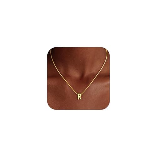 Decholly Gold Initial Necklaces for Women, 18K Gold Plated Letter R Pendant Necklace Tiny Initial Necklace for Women Trendy Jewelry Gifts - Image 1