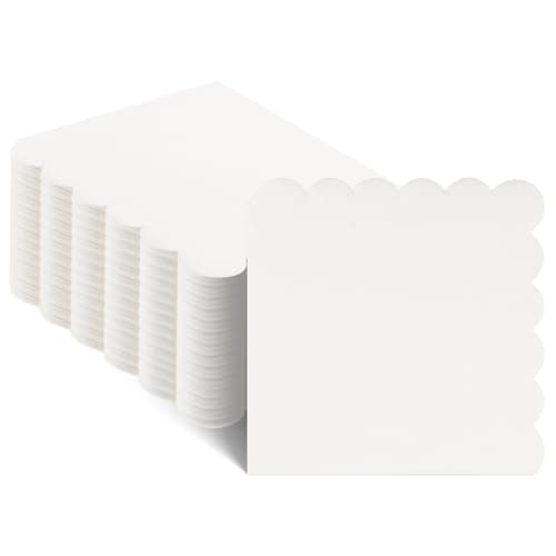 NatNarr 120 Pcs Cocktail Napkins Scalloped White Wedding Napkins Disposable Dessert Beverage Napkins for Wedding, Bridal Shower,Coffee Bar Dinner, 5 x 5 Inch