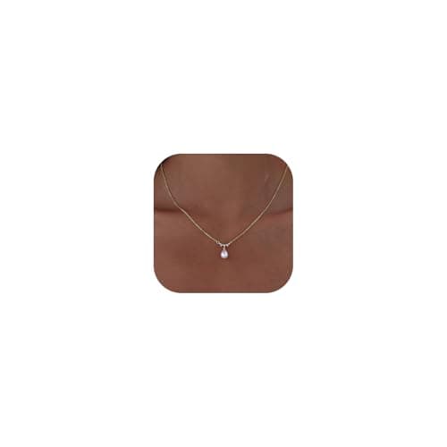 Pearl Necklaces for Women Trendy 14k Gold Plated Cubic Zirconia Pearl Pendant Necklace Wedding Birthday Valentines Day Gifts Dainty Gold Necklace for Women - Image 1