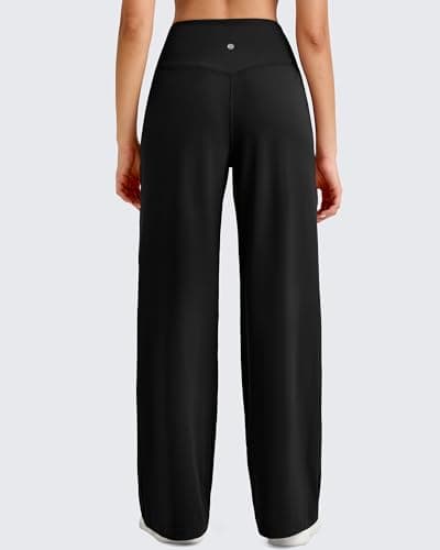 G4Free Wide Leg Pants for Women High Waisted Soft Lightweight Casual Yoga Pants with Pockets Pleated Loose Lounge Comfy Work Dressy Trousers(Black,S,30") - Thumbnail 2