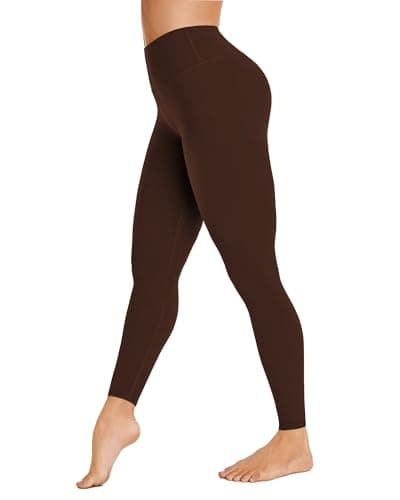 Buttery Soft High Waisted Women's 7/8 Athletic Workout Leggings Brown