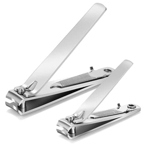 Mia Klein Premium Nail Clippers Set | Stainless Steel with Built-in File | 3.1" Toenail & 2.2" Fingernail Clippers for Men & Women | Curved Blades for Precision Cutting & Easy Grip (Silver)