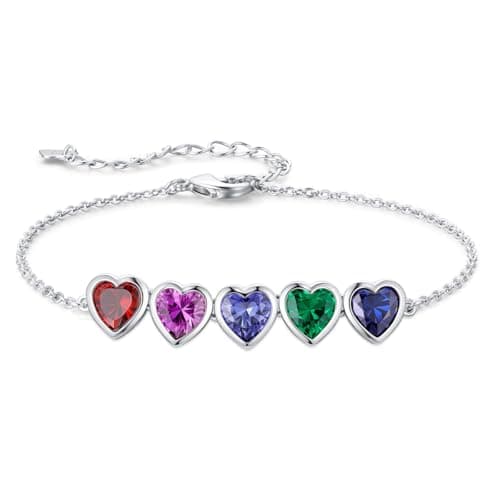 Zoesky Personalized 1-5 Birthstone Bracelet for Women Sliver Tone 5A Cubic Zirconia Bracelet CZ Custom Birthstone Bracelet Jewelry for Christmas Birthday Mother Day Gift (5 Birthstones) - Image 1