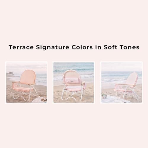 DEER LAND Padded Low Beach Chair, 4-Position Folding Outdoor Chair with Wooden Armrests, Cushioned Seat, Storage Pouch & Carry Strap for Beach, Patio and Lawn, Harbour Rosé Pink - Thumbnail 6