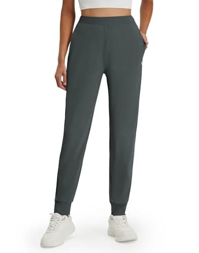M MAELREG Women's Joggers with Pockets Stretchy High Waisted Sweatpants Drawstring Lightweight Athletic Track Pants Dark Grey - Image 1