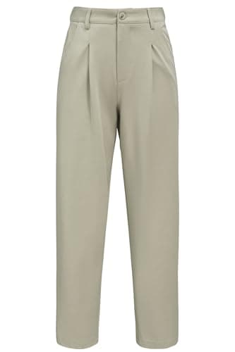 Arach&Cloz Light Khaki Dress Pants Women Work Office Ankle Trouser Business Casual Teacher Outfits Slacks High Wasited Buttoms Comfortable Pant with 4 Pockets M Summer - Image 1