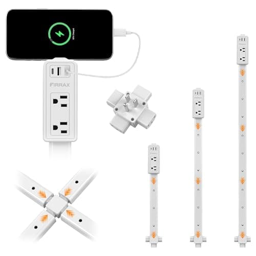 Electrical Outlet Extender Stick 2 Pack- Features USB-A, USB-C and 2 AC Outlets, Extends 6"-34" Extendable Outlet Extender with 4-Way Plug, Access Hard-to-Reach Outlets Behind Couches, Nightstands - Image 1