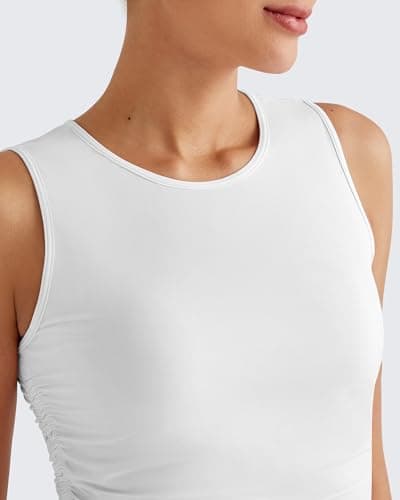 G4Free Tank Tops for Women Athletic Slim Workout Cropped Tops Quick Dry Summer Activewear Sleeveless Gym Shirts (White,XL) - Thumbnail 4