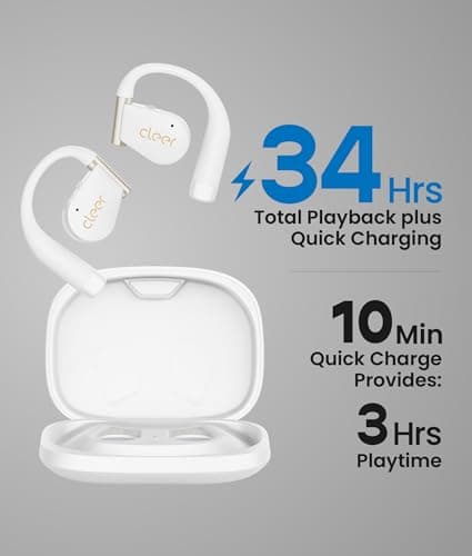 Cleer ARC 4 Plus Open Ear Earbuds,True Wireless Bluetooth Earphones with Dolby Audio and Head Tracking, Earhook Earbuds with 34H Playtime, IPX7 Waterproof Sports Headphones for Workout, EQ, White - Thumbnail 5