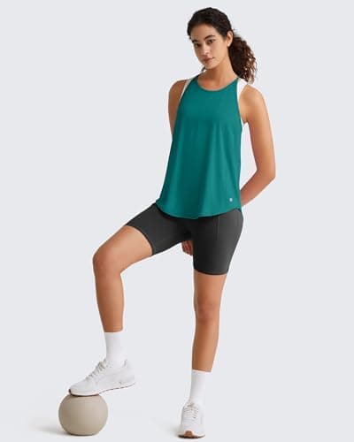 G4Free Pilates Tops Yoga Spaghetti Racerback Tanks Lightweight Athletic Work Out Quick Dry Yoga Pilates Top (Teal,XL) - Thumbnail 6